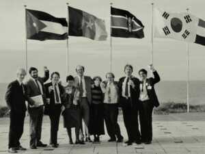 File:Rafe Pomerance (center) and Daniel Becker (far right) at the Noordwijk meeting in 1989. From Daniel Becker (1).jpg